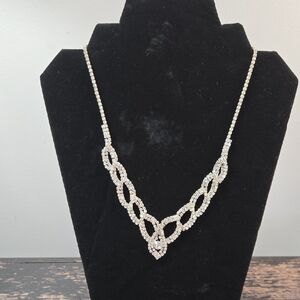 Claire's Silver Necklace with‎ Crystal Details